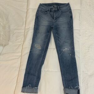 White House Black Market Faded Skinny Jeans - Light Blue